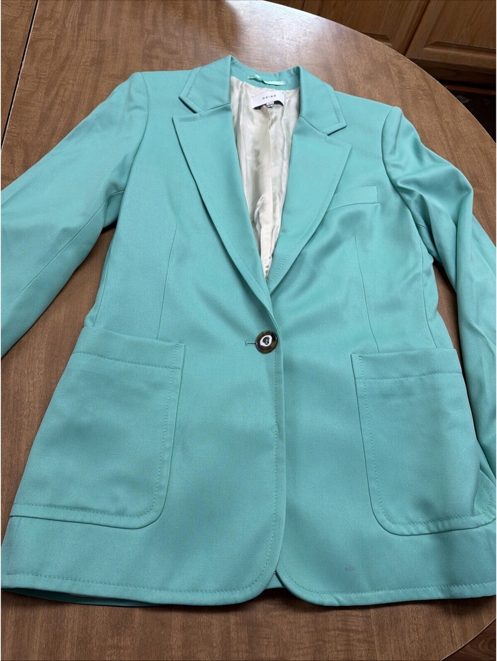 NWT Reiss Ember Aquamarine Teal Color Single Breasted One Button Blazer size 6